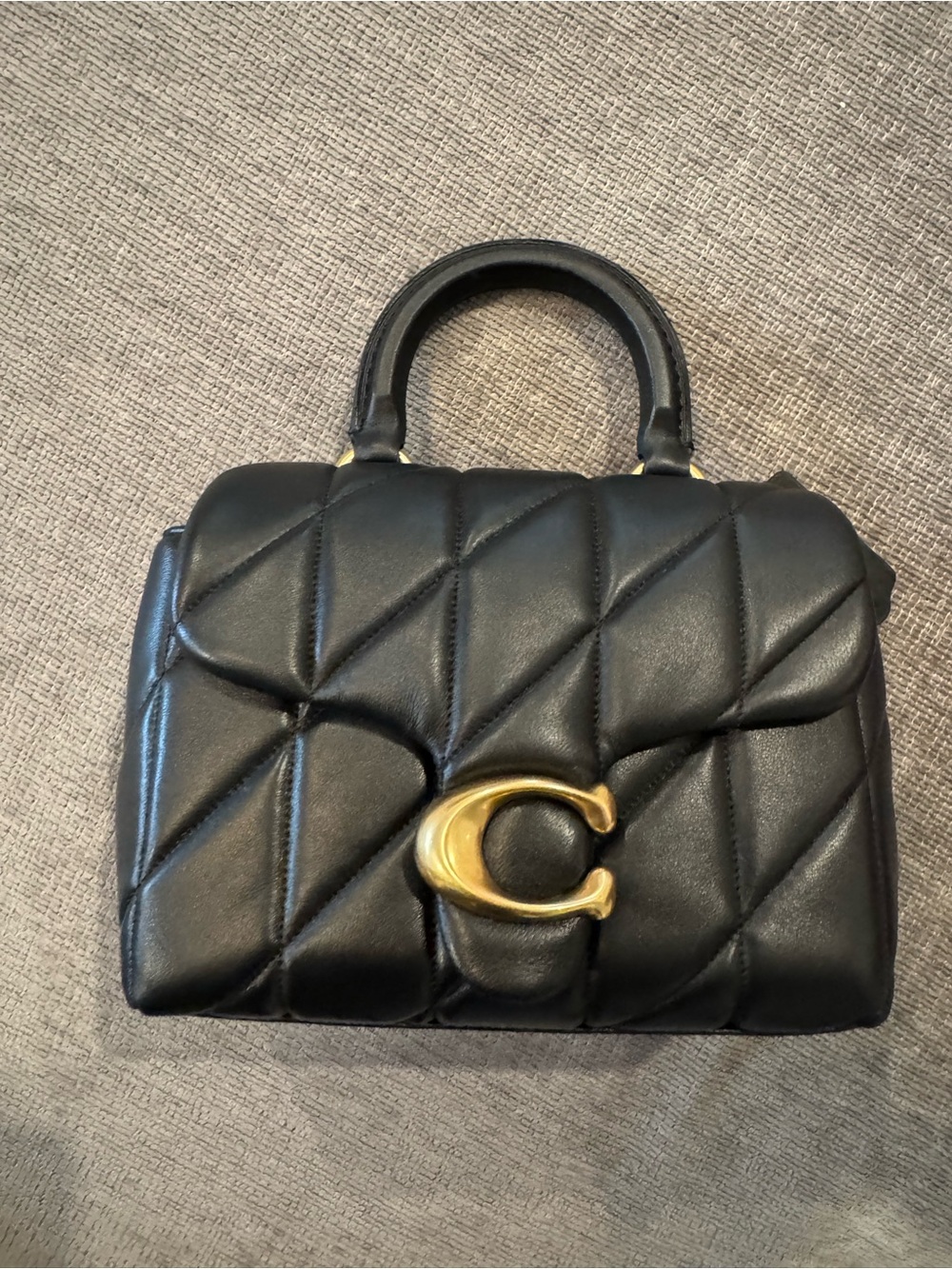 Coach Black Quilted Top Handle Bag with Gold C Hardware TABBY - Picture 2 of 10